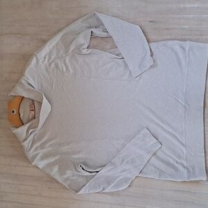 NorthCrest Classic Oversized Shawl Collar Pullover Sweater Beige Neutral Knit